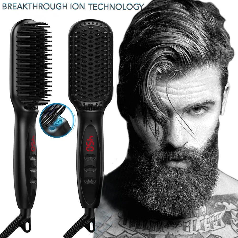 SmoothStyle Men - Heating Beard & Hair Straightener Brush