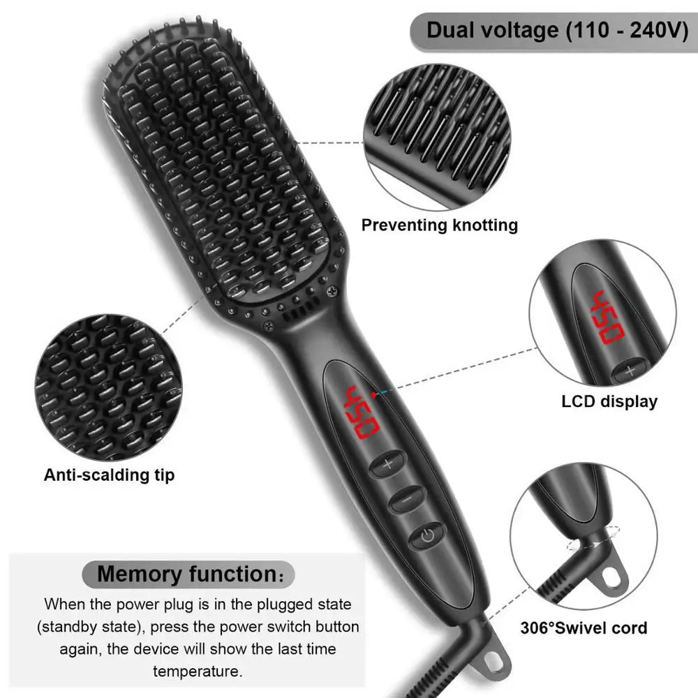 SmoothStyle Men - Heating Beard & Hair Straightener Brush