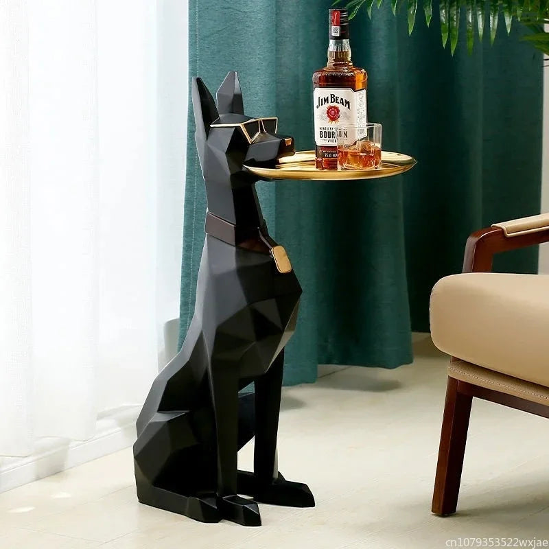 Luxury Doberman Statue Side Table