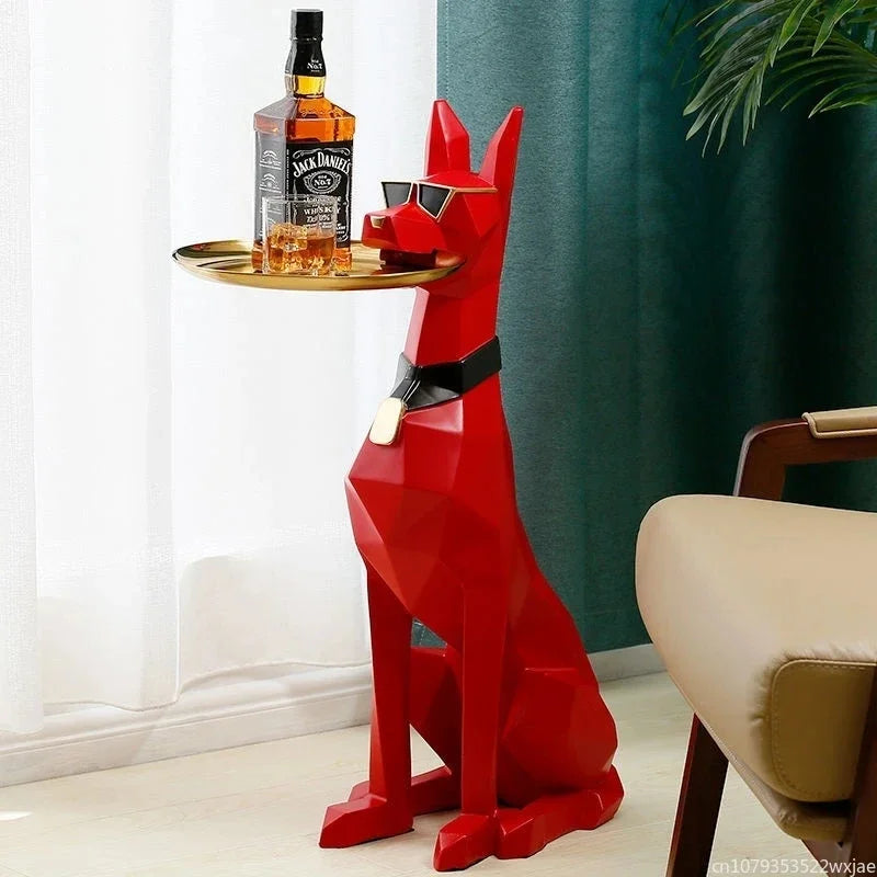 Luxury Doberman Statue Side Table