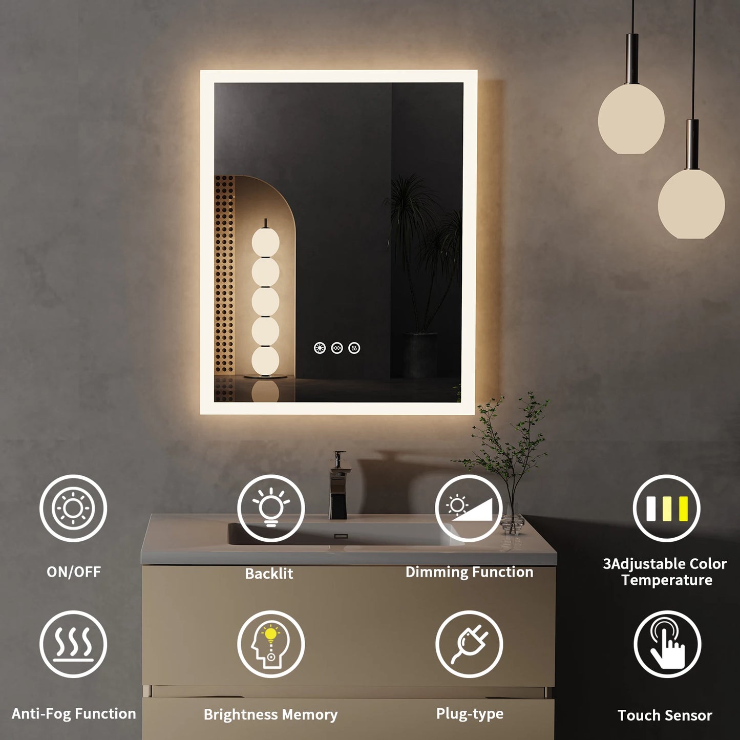 Specchio da bagno illuminato EleganceTouch 