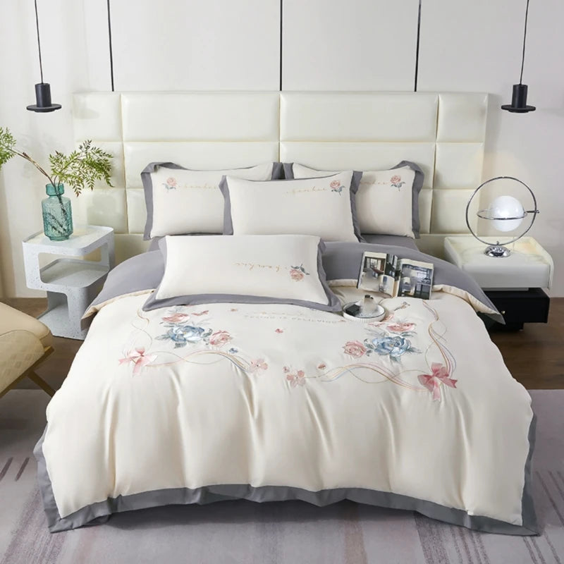 BlossomDream Embroidered Bedding Set