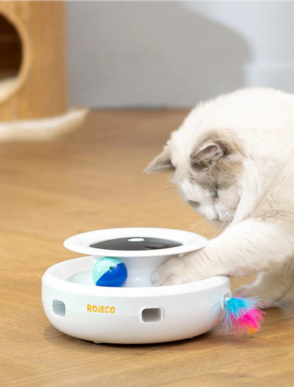 Jouet intelligent 2 en 1 pour chat avec plumes et balles 