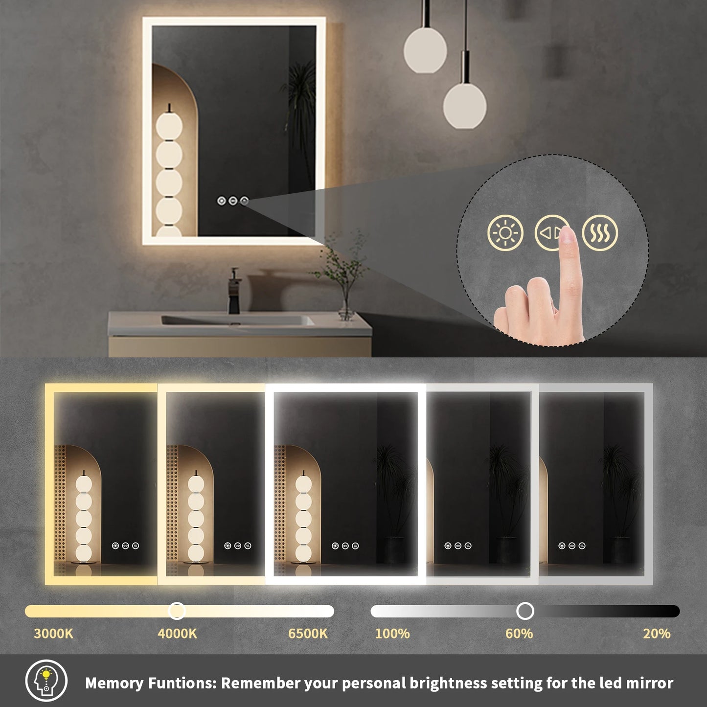 Specchio da bagno illuminato EleganceTouch 