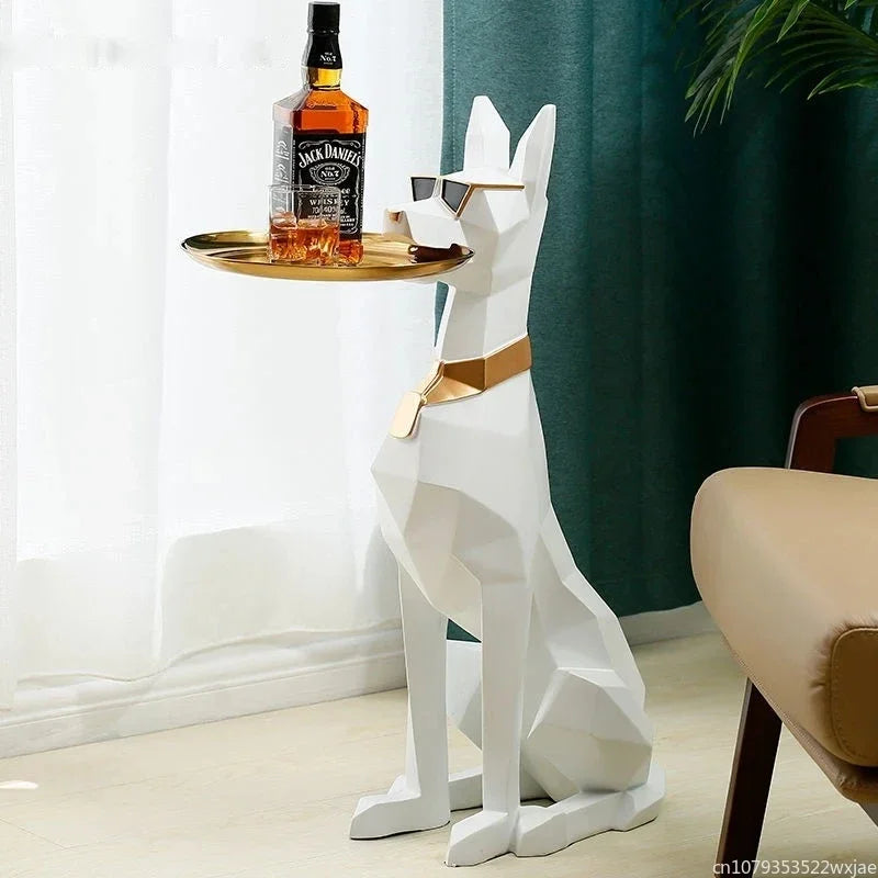 Luxury Doberman Statue Side Table