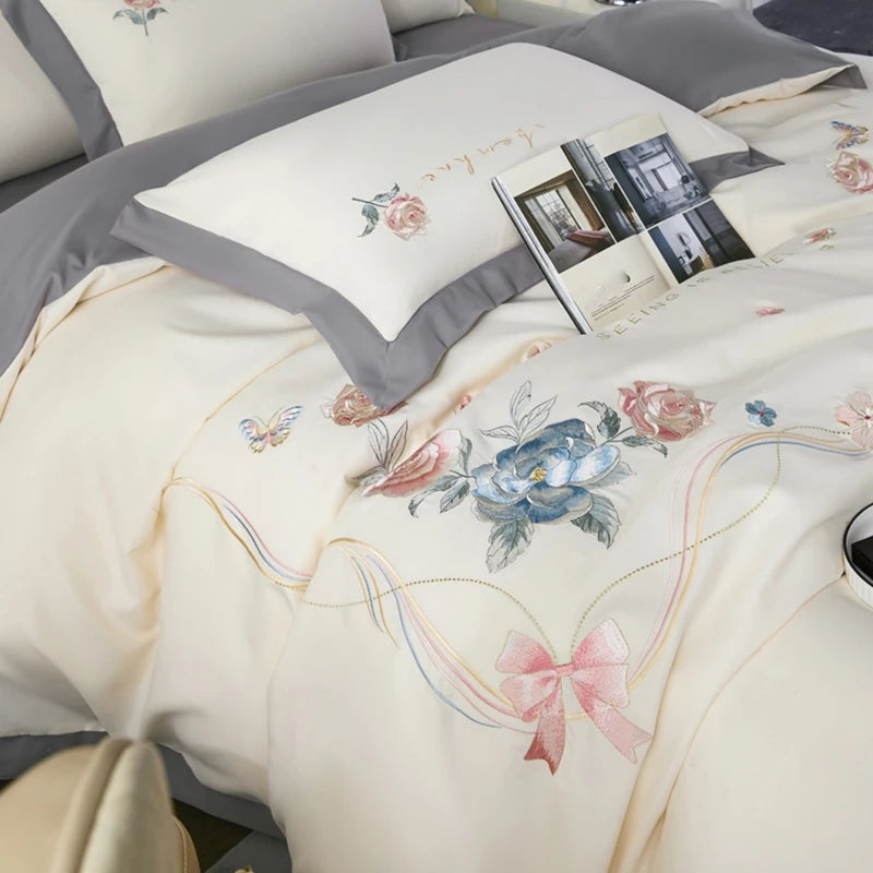 BlossomDream Embroidered Bedding Set