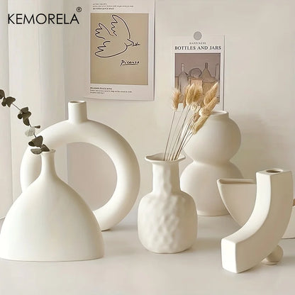 Nordic Elegance: Circular Hollow Ceramic Vase