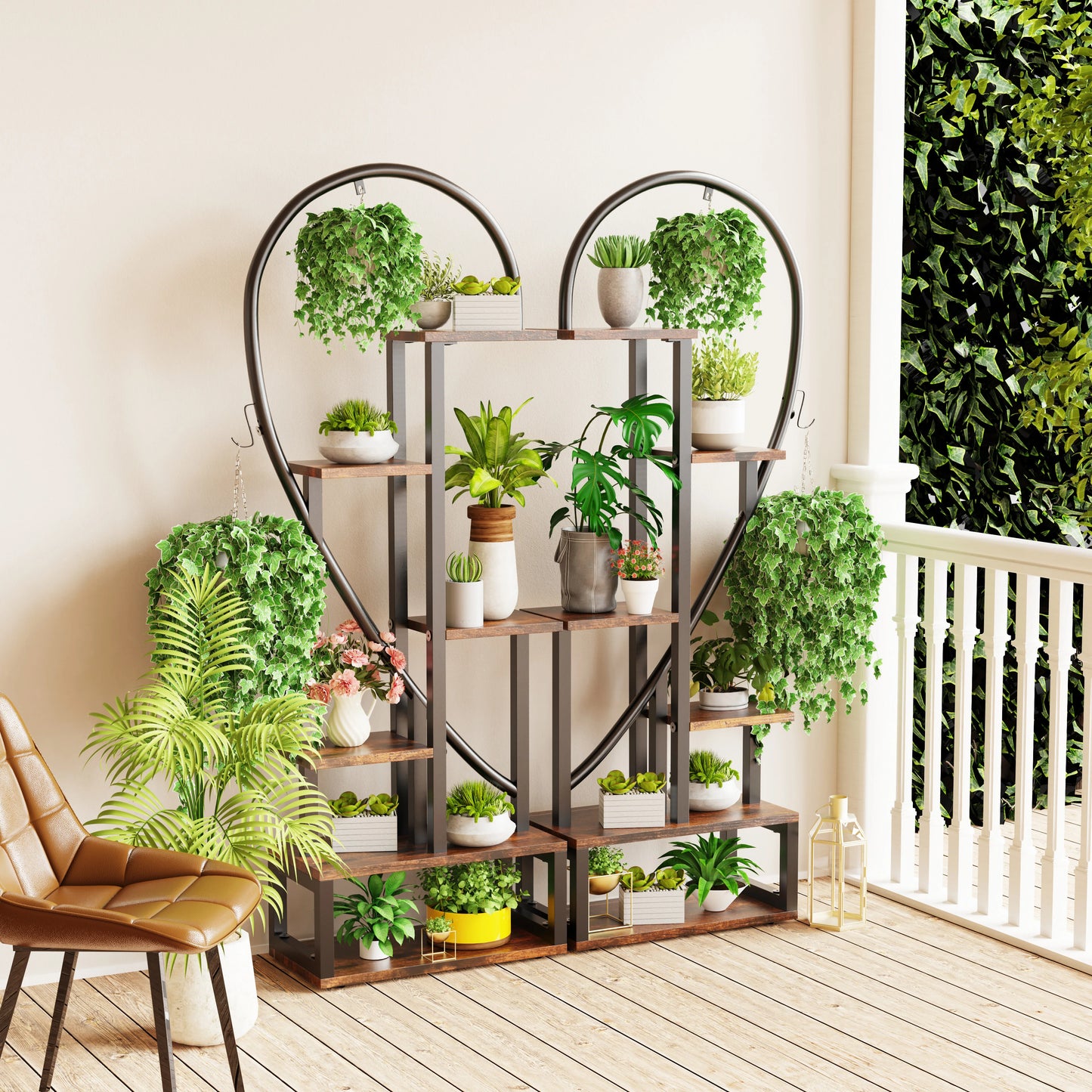 Elegant Heart Ladder Plant Stand